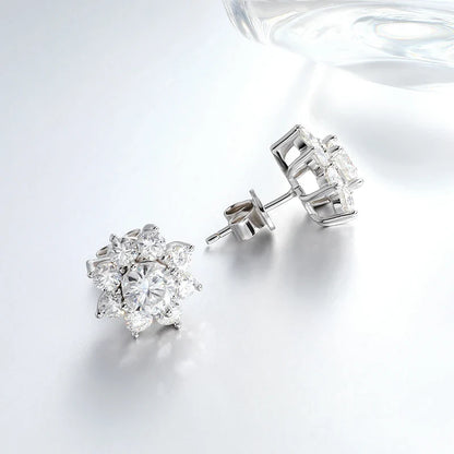 Luxury Sunflower 2.8-5.8cttw Full D Color Moissanite Drop Earrings for Women S925 GRA Certified Diamond Tassel Earring Gift