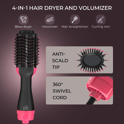 2 IN 1 One Step Hair Dryer and Volumizer Hair Straightener Hot Air Brush Hair Curler Hair Beauty and Health Styling
