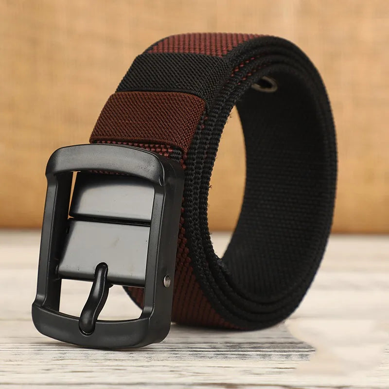 New canvas waist belt men's needle buckle leather belt nylon woven workwear casual tactical young teenagers students
