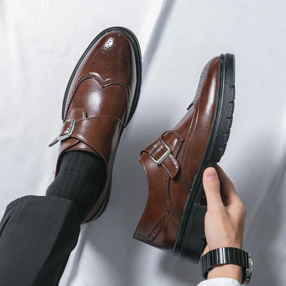 Fashion Formal Wedding Shoes Men Trend Casual Business Leather Shoes For Men High Quality Social Brogues Leather Shoes Male