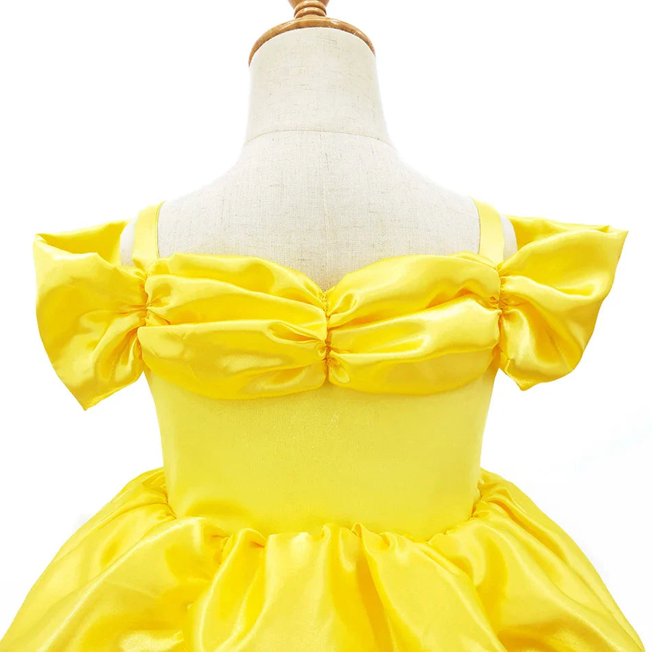 Girls Belle Cosplay Princess Dress Children Beauty Beast Clothes Birthday Carnival Christmas Party Costume Kids Ball Gown 2-11T