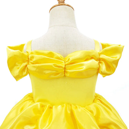 Girls Belle Cosplay Princess Dress Children Beauty Beast Clothes Birthday Carnival Christmas Party Costume Kids Ball Gown 2-11T