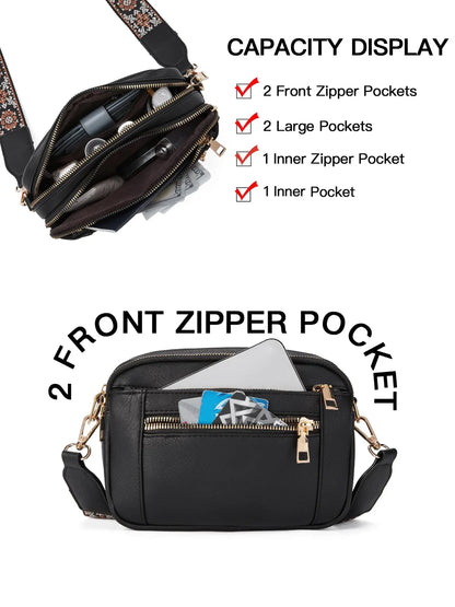 Ladies' Small Square Bag Two-tone Leather Crossbody Bag Large-capacity PU Crossbody Wallet Multi-functional Small Square Bag