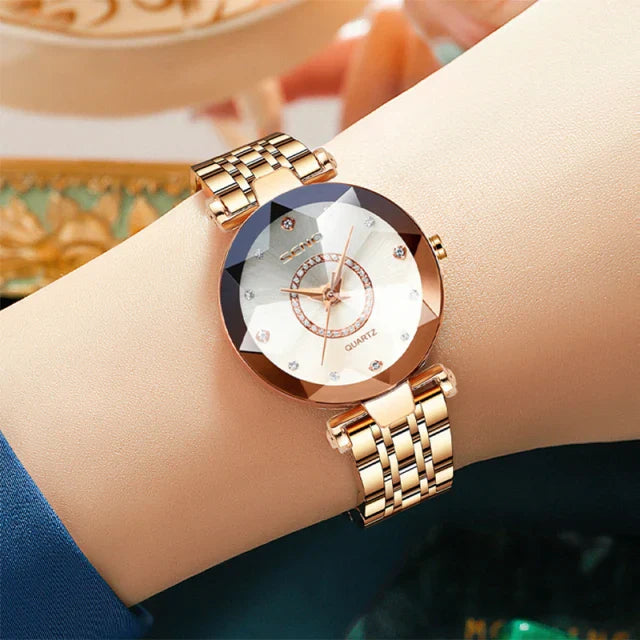 Ocean Star Women Crystal Watch 2025 Top Brand Luxury Rose Gold Women Bracelet Watch For Ladies Wrist Watch Relogio Feminino