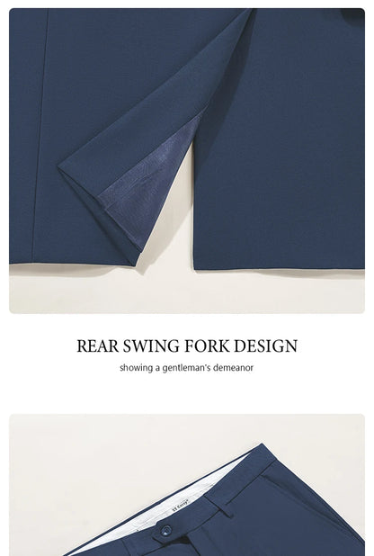 Terno Masculino de Dois Botões Elegante e Casual Slim Fit para Noivo Blazer Jaqueta Calças para Festa