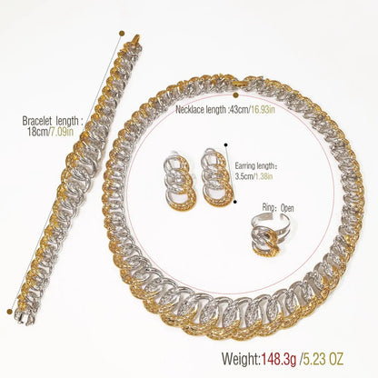 Two Tone Miami Chain Jewelry Set Chunky Charms Bracelet Cuba Necklace Ethiopia Dubai Women's Jewelry Christmas Gifts