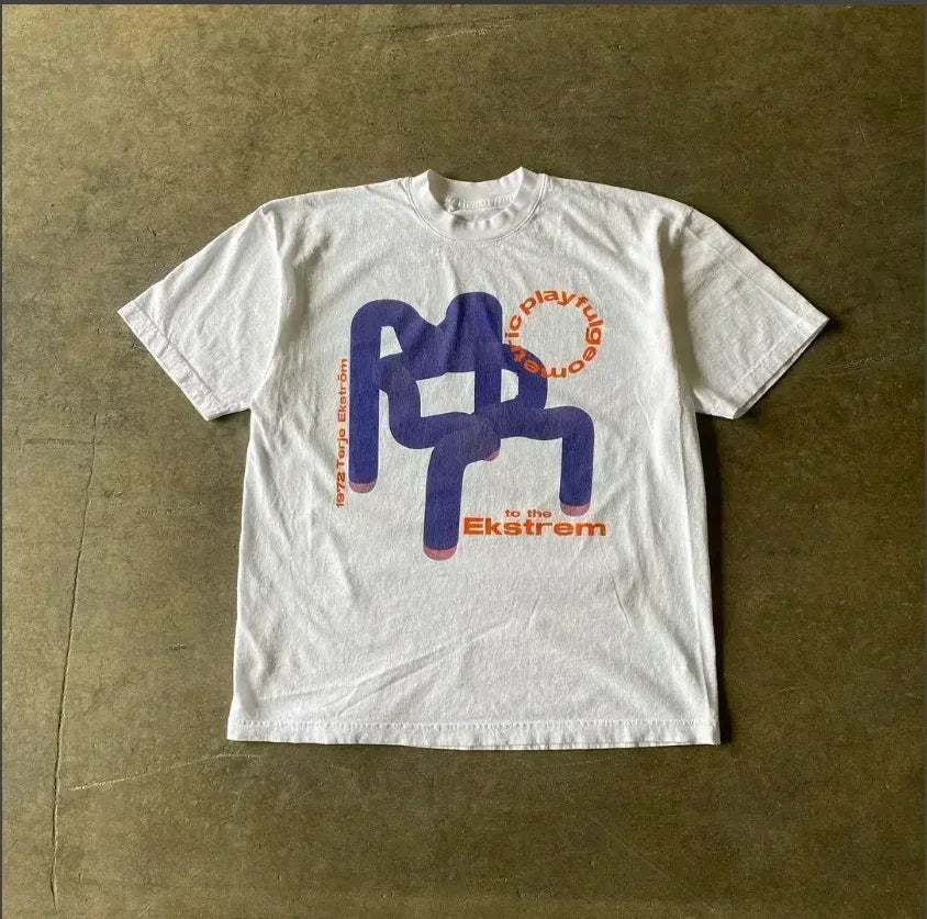 Fashion Tee Women Men T-shirt Y2K Loose Street Letter Print Short Sleeve Casual T-shirt 2025 Summer Retro Harajuku Top
