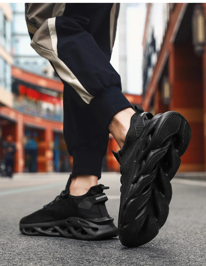 Summer Men Casual Sports Running Shoes Breathable Lightweight Sneakers Outdoor Mesh Black Athletic Jogging Tennis Walking Shoe