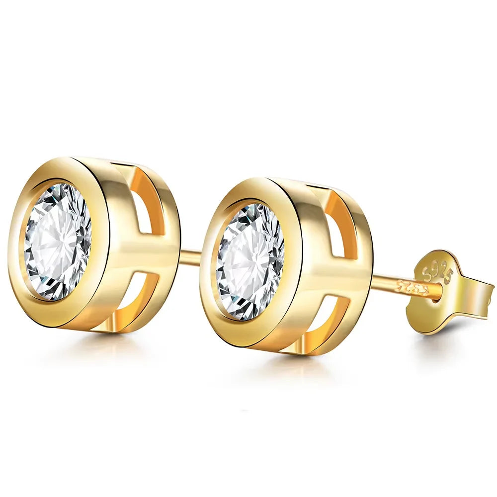 Real 2 Carat D Color Moissanite Earrings 로듐 For Women Gold Color 100% 925 Sterling Silver Sparkling Fine Jewelry