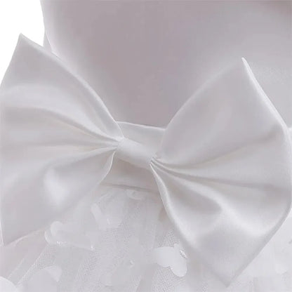 Vestido Borboleta Branco e Rosa de Verão para Meninas Vestido de Noiva de Tule Roupa de Batizado Roupa de Bebê Menina 1º Aniversário