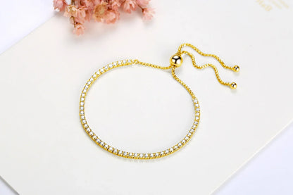 Full 2mm 0.03CT Moissanite Diamond Tennis Bracelet for Woman 925 Silver Plated 18K Rose Gold Adjustable Link Bracelets Gift