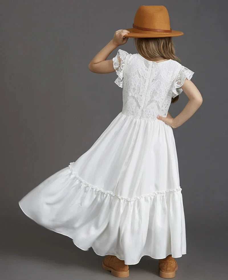Summer Girls Lace Dresses Kids Flower Girl Wedding Princess Party Dress Vestidos Costume Children Clothing For 4-14Years