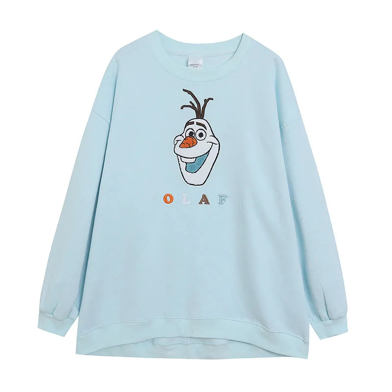Embroidery Sweatshirt Women Casual Fleece Jumper Tigger Cheshire Cat Cartoon Loose Pullover Top O Neck