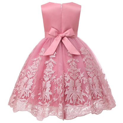 Europe and the United States cross-border new sleeveless undershirt embroidered princess dress girls flowers mesh dress flower