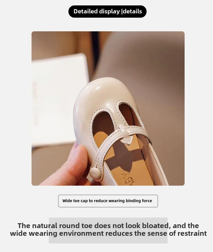 2025 new style soft soled leather shoes for little girls, fashionable and versatile princess shoes, children's college style