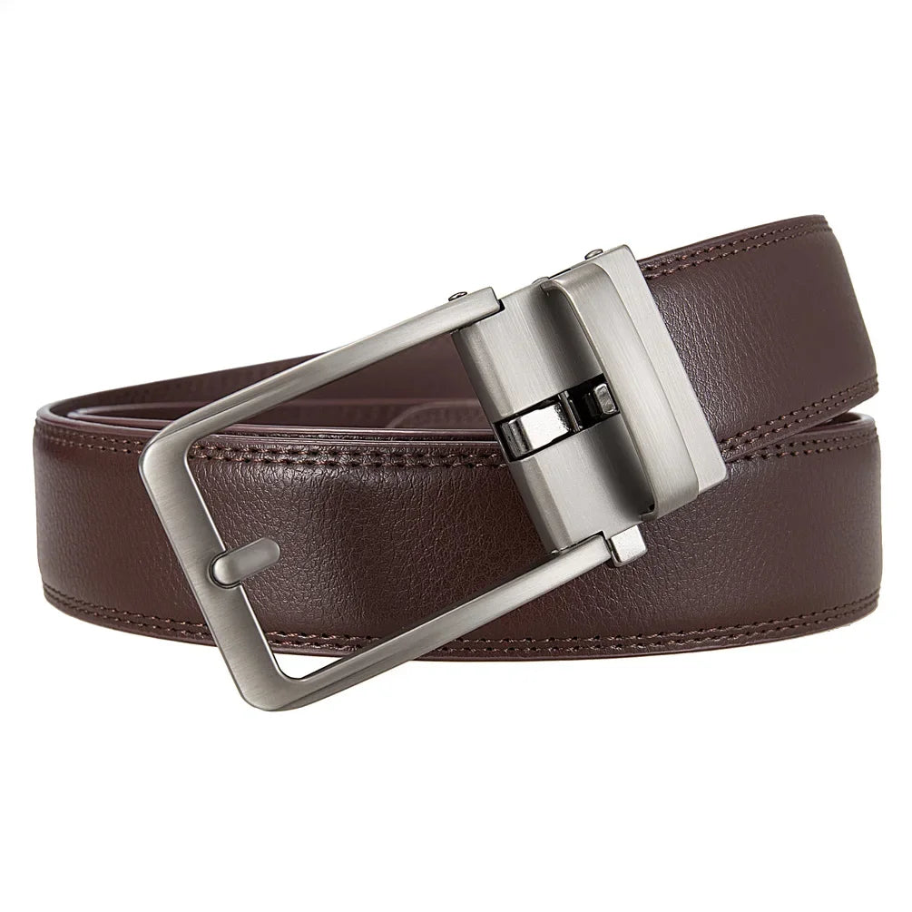 Plus Size 170 160 150 140 130cm Click Business Belts Men Automatic Buckle Genuine Leather Men's Jeans High Quality Waist Strap