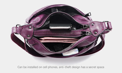 Elegant Genuine Leather Women's Shoulder Bag Trendy Crossbody Messenger Bag for Ladies Dark Red Blue 100% Satchels Hobo