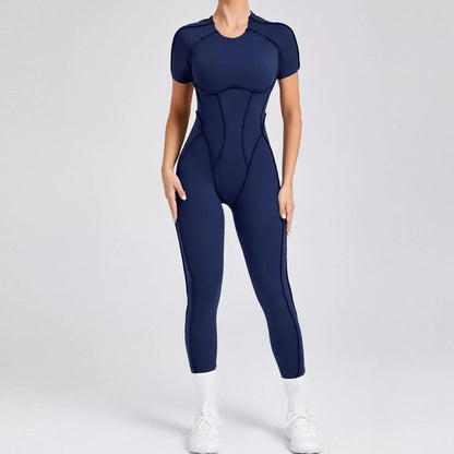 Women's High Elasticity Sports Bodysuit Kit Yoga Fitness Jumpsuit Open Back Hip-Lift Outdoors Gym Workout Sexy Fitness Outfit