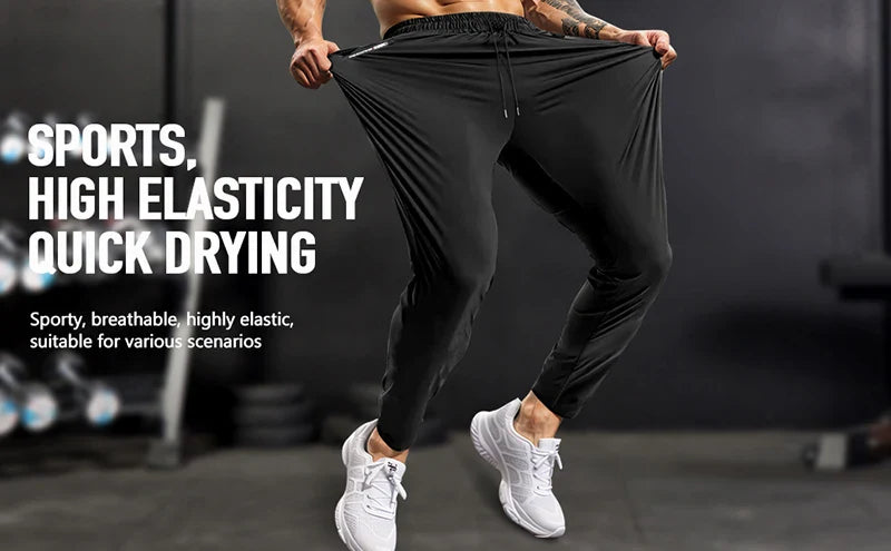 Men's Athletic Stretchy Quick Dry Pants with Zipper Pockets Lightweight Sweatpants for Outdoor Hiking Fishing Running Workout