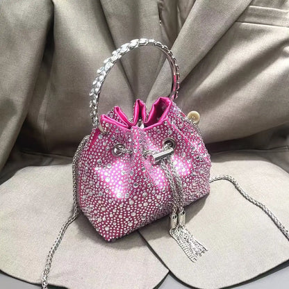 Luxury Designer Women's Handbag Crystal Shiny Rhinestones Diamond Evening Bag Wedding Party Clutch Purse Shoulder Crossbody Bag