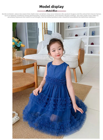 Girl's Dress Summer New Children's Sleeveless Yarn Dress Fluffy Dress Girl's Fashionable Baby Princess Dress