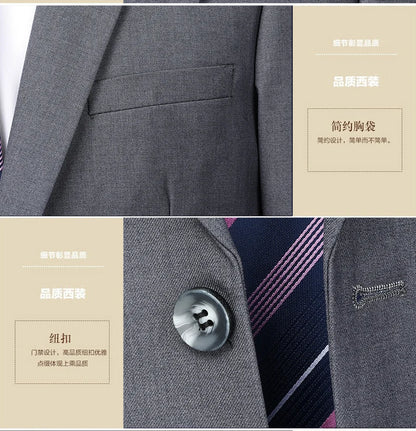 Men's Slim Fit Two-Button Wedding Suit Korean Style Business Formal Two-Piece Set with Trousers High-Quality 2025