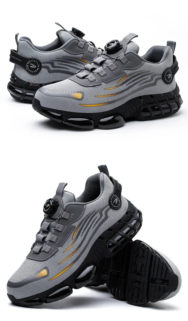 Men's Safety Work Shoes Anti-smash Anti-puncture Rotating Button Fashion Sport Boots Protective Security Men's Footwear