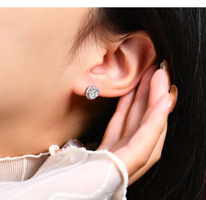 Round Cut 3.0CT Diamond Test Passed Moissanite Rhodium Plated 925 Silver D Color Moissanite Earrings Jewelry Girlfriend Gift