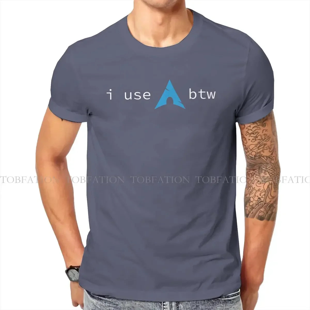 Use Arch Btw Man's TShirt Linux Operating System Tux Penguin Crewneck Tops 100% Cotton T Shirt Humor High Quality Birthday Gifts