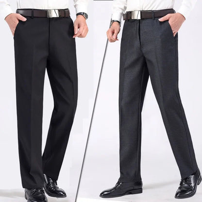 High Waist Men's Suit Pants High Quality Summer Straight Business Autumn Dress Formal Pants Big Size Classic Trousers YYQWSJ