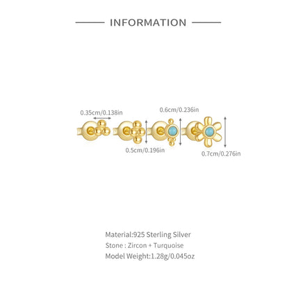 CANNER Set Double Layer Smooth Classic Hoop Earrings For Women 925 Sterling Silver Ins Flower Color Zircon Earrings Fine Jewelry