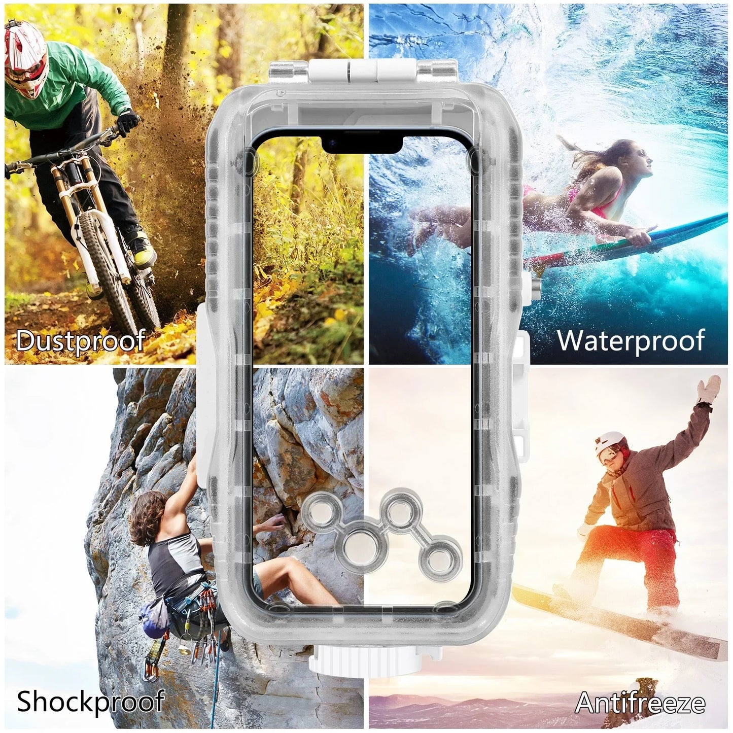 40m/130ft Waterproof Diving Case for iPhone 16 15 14 13 12 11 Pro Max Plus Photo Video Taking Underwater Housing Cover