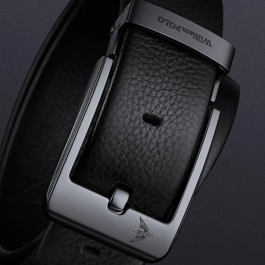 Men's leather casual belt, fashionable needle buckle business belt, personalized denim belt