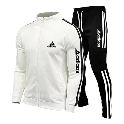 2025 New Men's Zipper Tracksuit Set Sweatshirt and Sweatpants Sports Suit Running Fitness Clothing