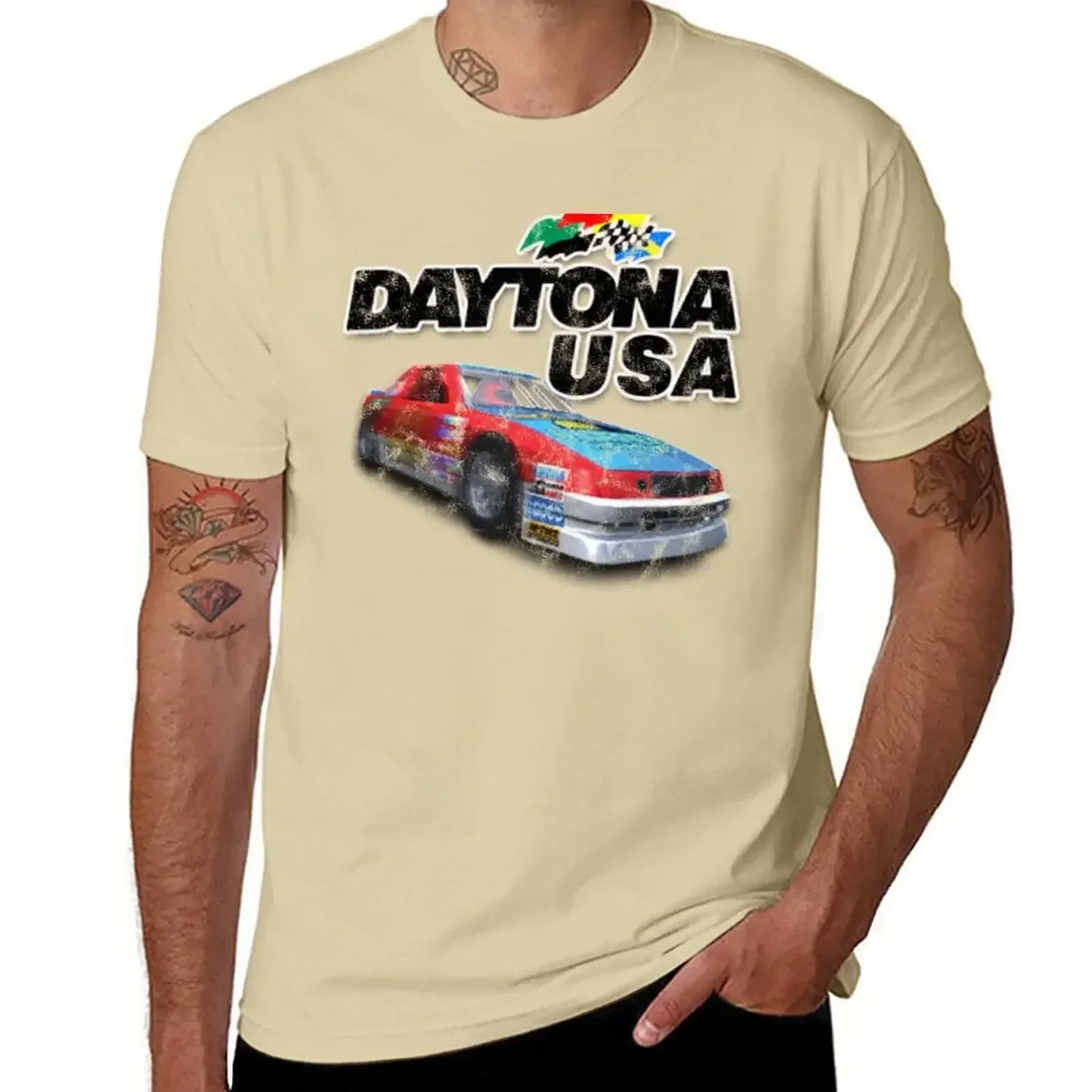 plus size tops man clothes custom t shirts design your own workout shirts for men Daytona USA Distressed Car Logo T-Shirt