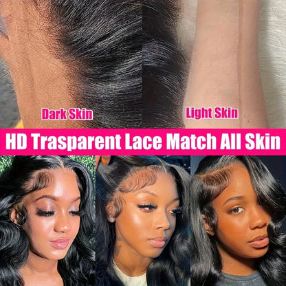 220 Density Body Wave Lace Front Wigs 13x4 13x6 40 Inch Lace Closure Wig 5x5 Gluless Transparent Human Hair Lace Frontal Wigs