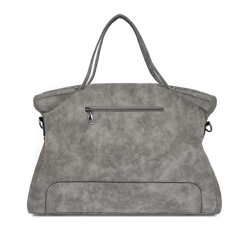 Vintage Designer Luxury Women Tote Bag Casual Lage Capacity Handbags Fashion Rivet Tassel PU Leather Female Shoulder Bag