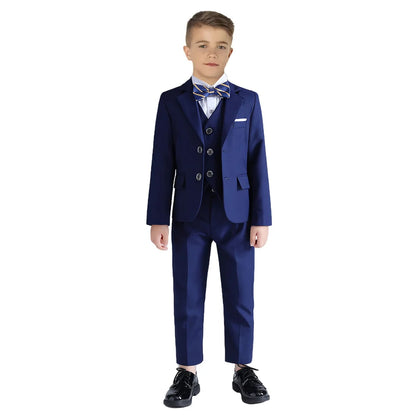 Elegant Navy Boys Suit For Wedding Teenager Kids Formal Ceremony Tuxedo Dress Children Photography Blazer Party Suit