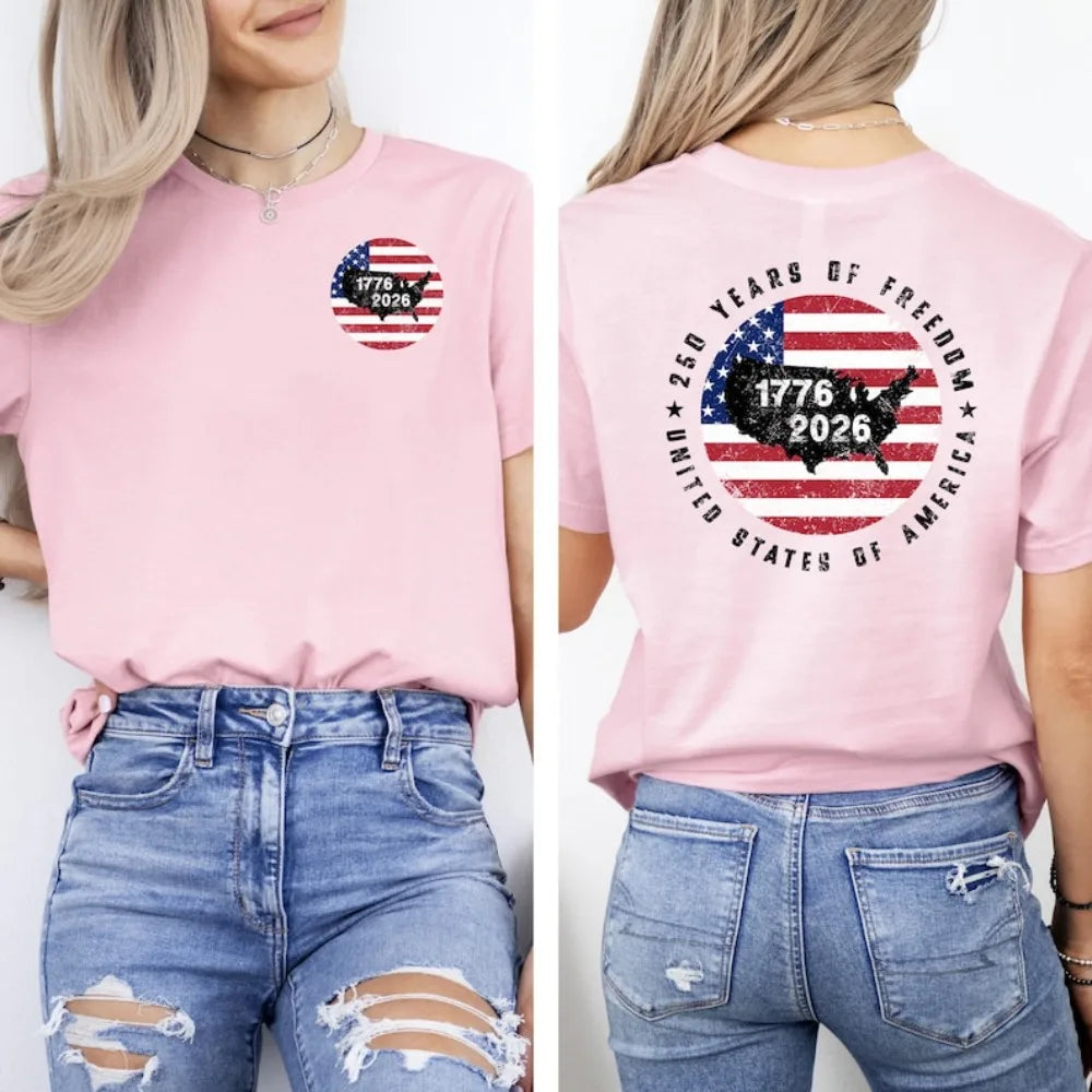 America 250th Anniversary Shirt Patriotism Independence Day TShirt 1776 2026 USA Map Flag Tee Men Women Casual Cotton Tops