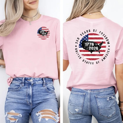 America 250th Anniversary Shirt Patriotism Independence Day TShirt 1776 2026 USA Map Flag Tee Men Women Casual Cotton Tops