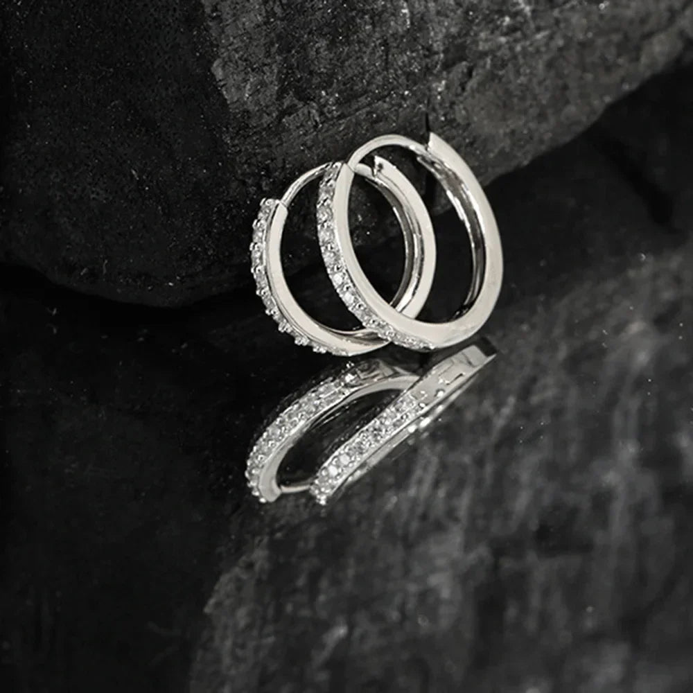 925 Sterling Silver Gold Zircon CZ 5mm 6mm 7mm 8mm To 13mm Huggies Hoops Piercing Pendiente Clips Luxury Fine Jewelry