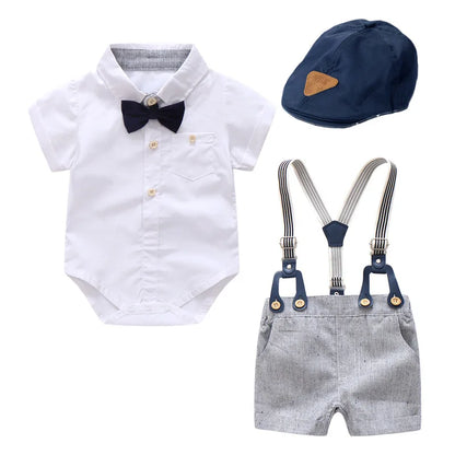 Kid Boy Formal Birthday Outfit Suit Toddler Gentleman Wedding Striped Vest Shirt 1-6 Years Baby Pants Boys Ceremony Outerwear