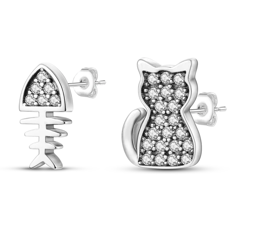 925 Silver Charms Plata De Ley 925 Jewelry Women Fashion Cute Tiny Clear Crystal CZ Stud Earrings Star Starfish Dolphin Earrings