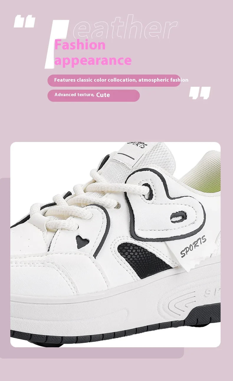 Lace-up breathable walking shoes Girls 2024 new two-wheeled retractable sports roller skates for female students outdoors