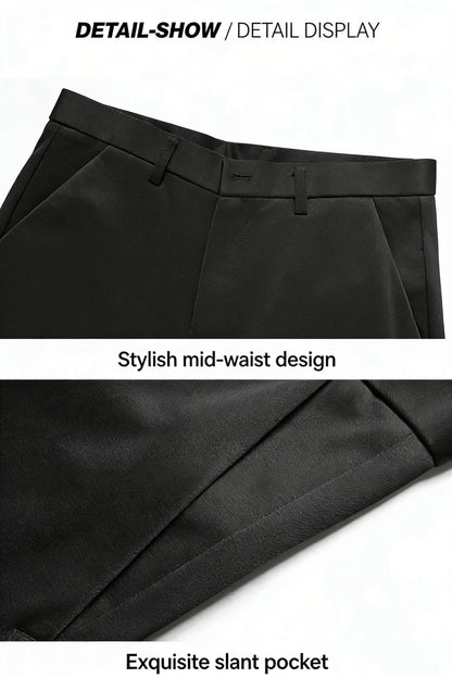 Premium Men's Solid Color Stretch Trousers Loose Straight Formal Business Pants for All-Day Comfort And Professional Style