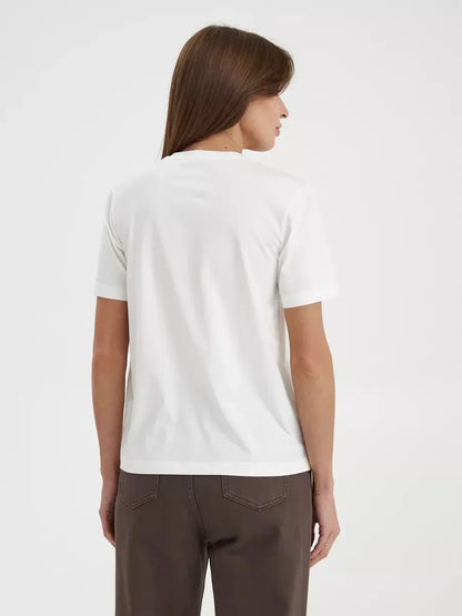 Summer 100% Cotton Women's T-shirt Bottoming Basic Fashionable Lady Short Sleeve Loose Tops Shirts Solid 230g/㎡ Tops