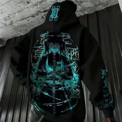 Anime Zipper Hoodie Unisex Autumn/Winter New Tokitou Muichirou Printed Harajuku Large Casual Loose Versatile Top