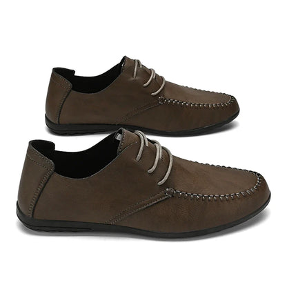 Men's leather shoes soft soles four seasons plus size casual leather shoes fashion trendy youth party Versatile driving shoes