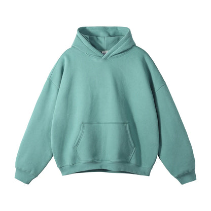 Thick 350gsm Fleece Hooded Hoodies For Men Unisex Winter Oversized Loose Basic Solid Sweatshirts Pullovers Coats HY0631