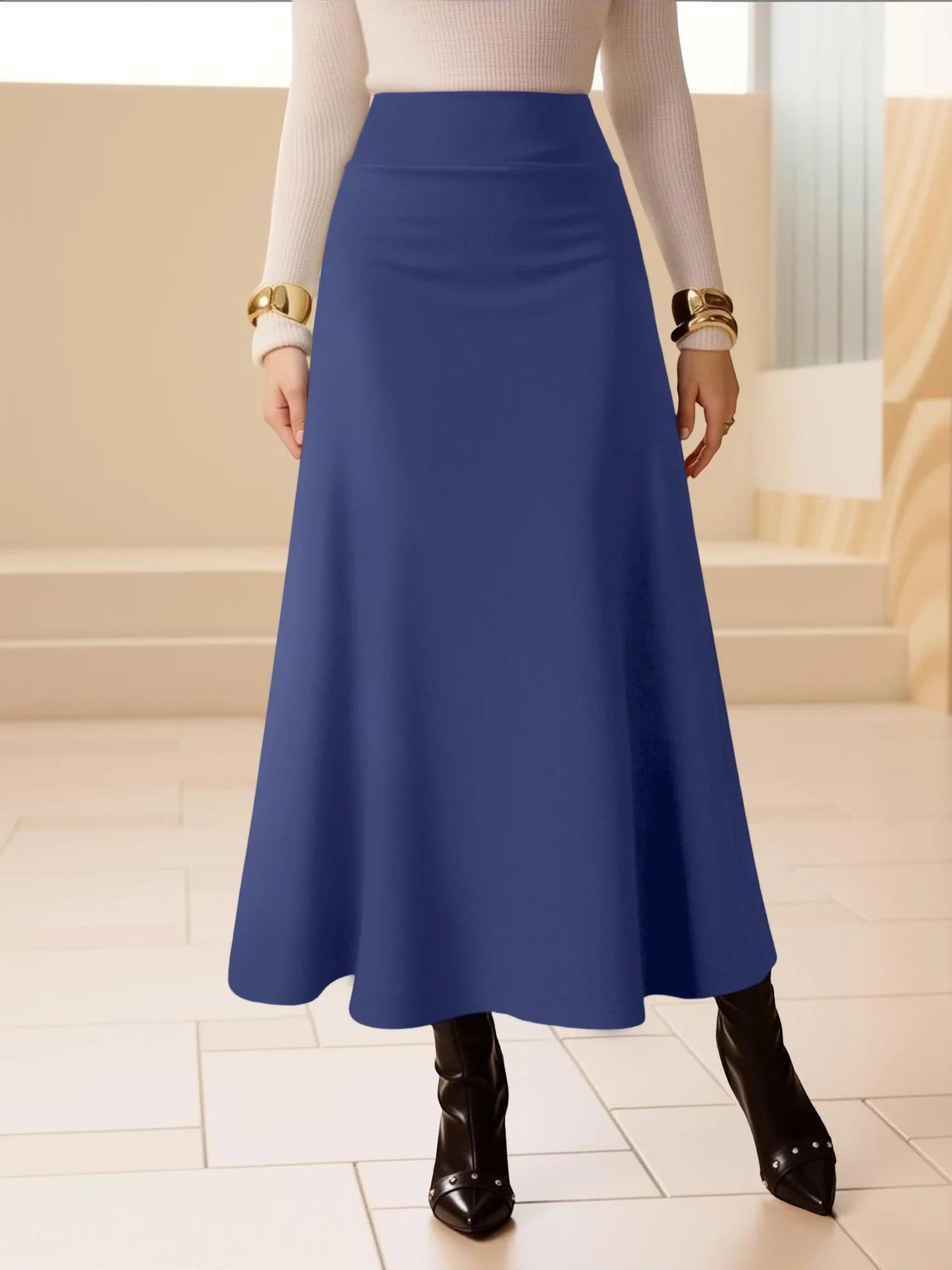 Solid Midi Skirt | High Waist A-Line for Cocktails & Events, Stand Out in Style